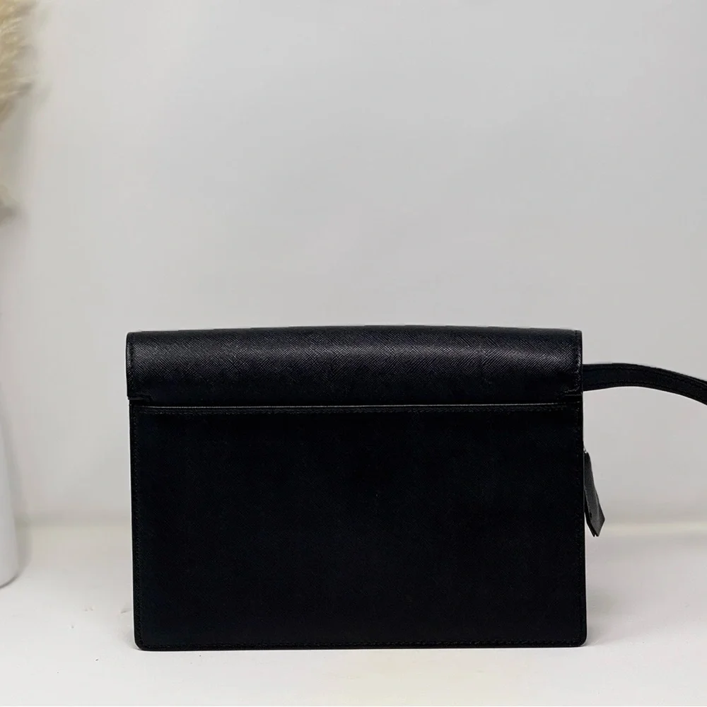 💯Authentic Autre Marque BURBERRY Black Leather Clutch Bag